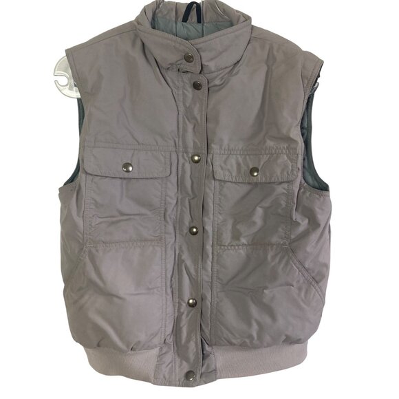 Vintage Eddie Bauer Goose Down Puffer Vest Womens Small Gray Utility Snap Zip - Picture 1 of 14